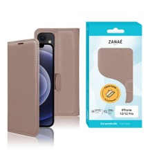 Etui portefeuille Zanae taupe pour iPhone 12 et 12 Pro