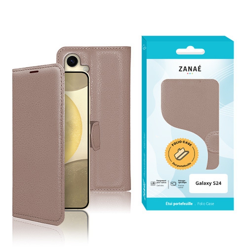 Etui Portefeuille Zanae pour Galaxy S24 en Taupe