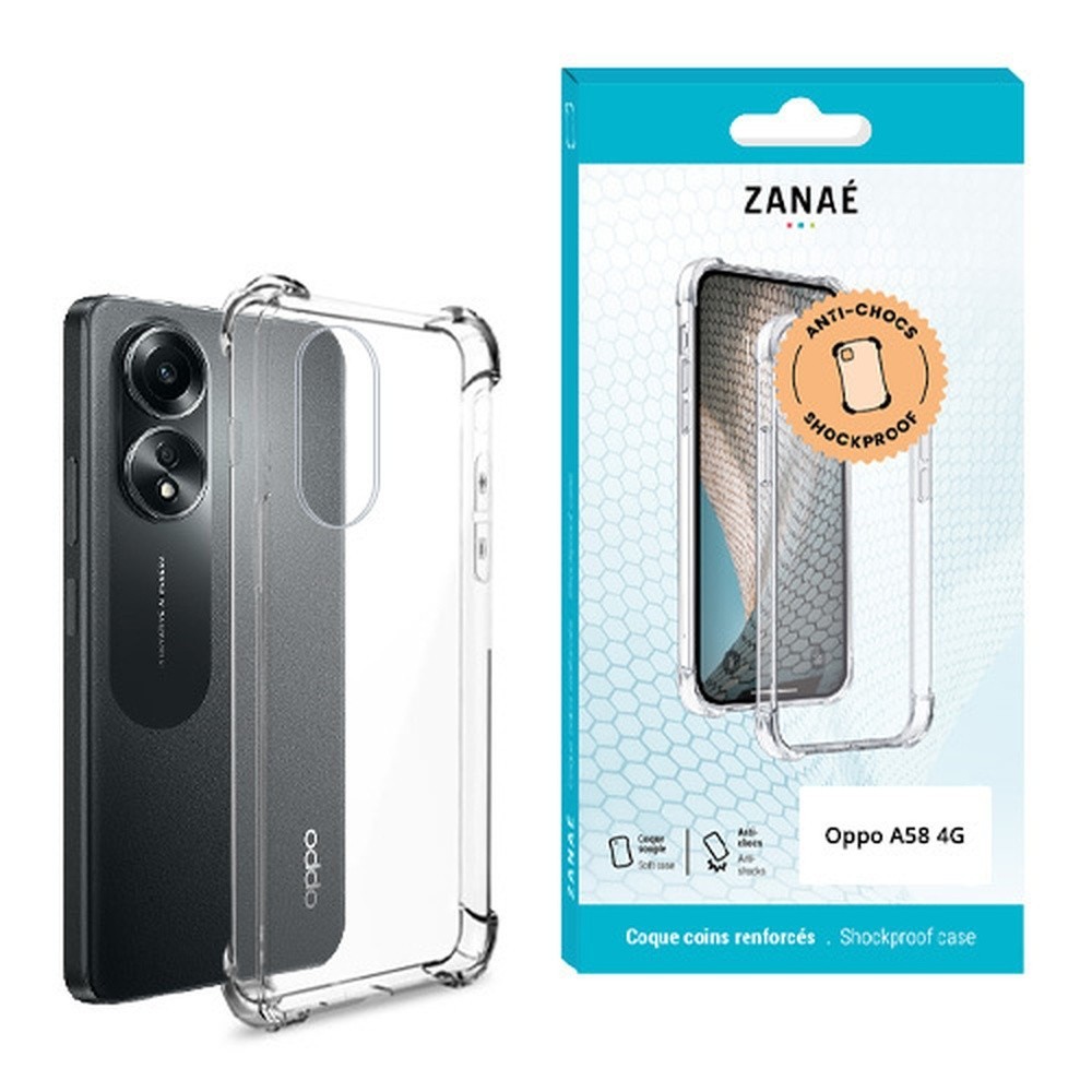 Coque silicone transparente avec coins renforcés pour Oppo A58 4G