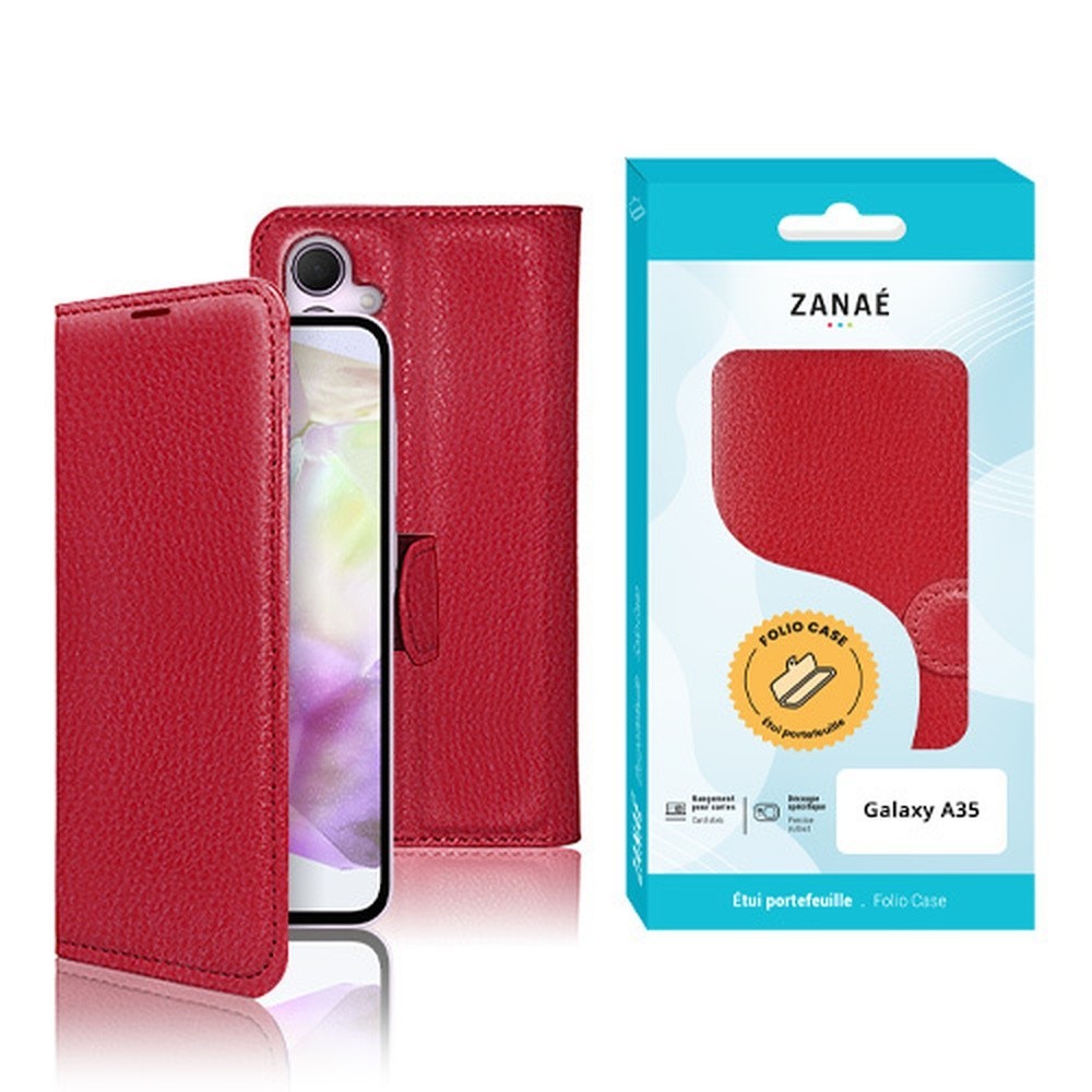 Etui Portefeuille Zanae pour Galaxy A35 en Rouge