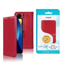 Etui portefeuille rouge pour Redmi 13C 4G et Poco C65