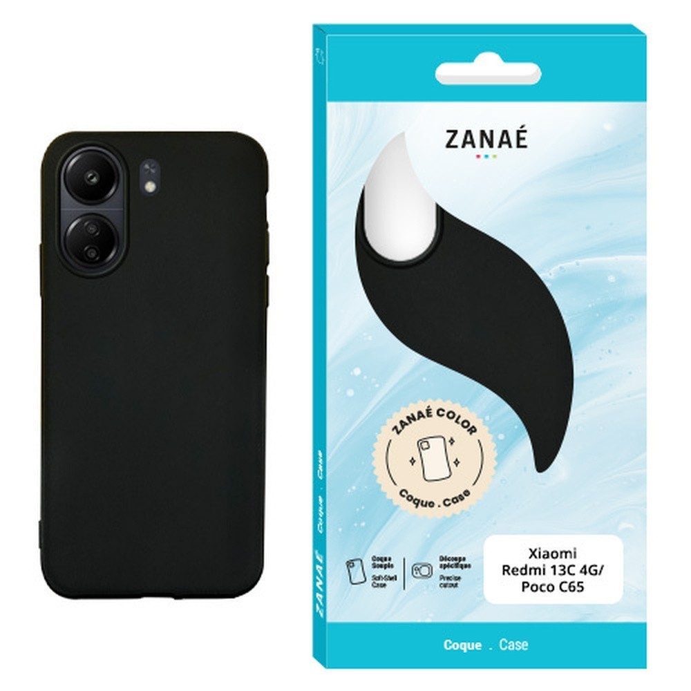 Coque Zanae Color noire compatible Redmi 13C 4G et Poco C65