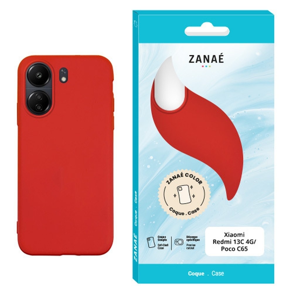 Coque Zanae Color Rouge pour Redmi 13C et Poco C65