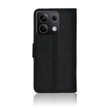 Vue de face de l'étui portefeuille Zanae pour Redmi Note 13 5G en noir