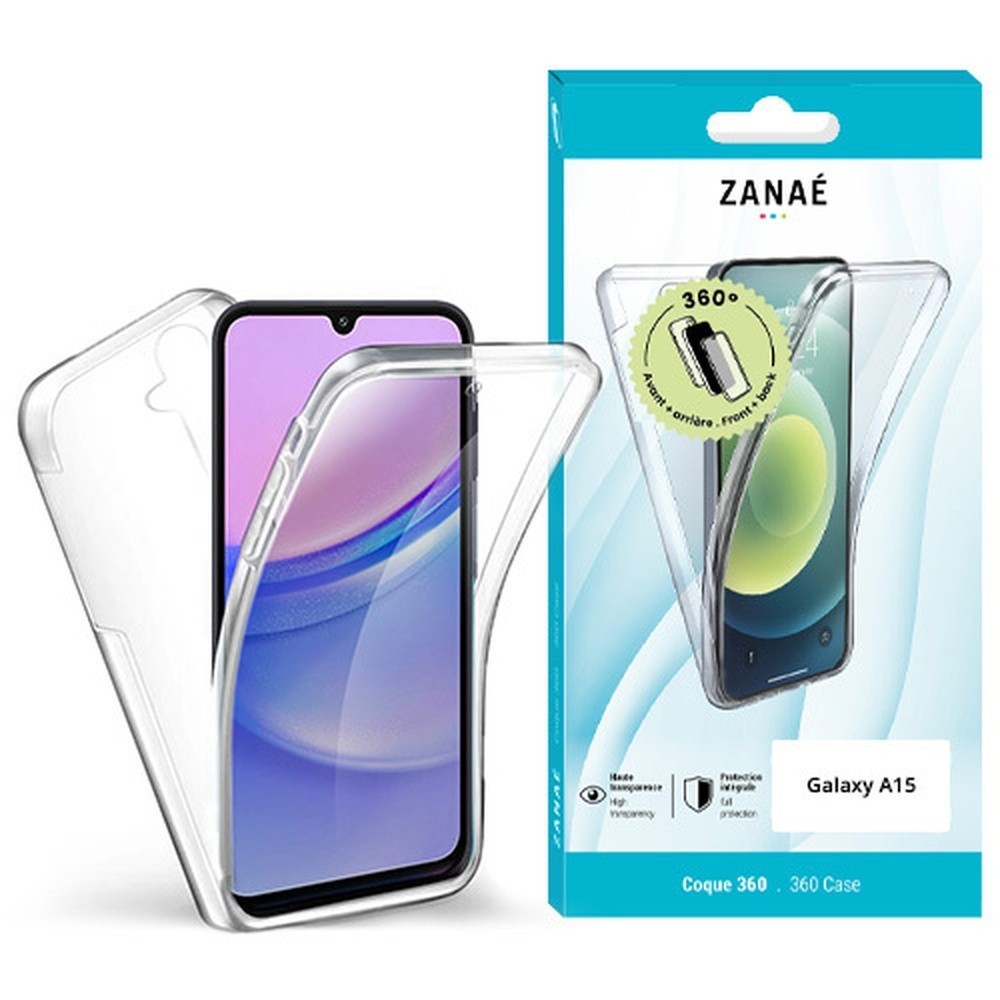 Coque 360 degrés transparente pour Galaxy A15