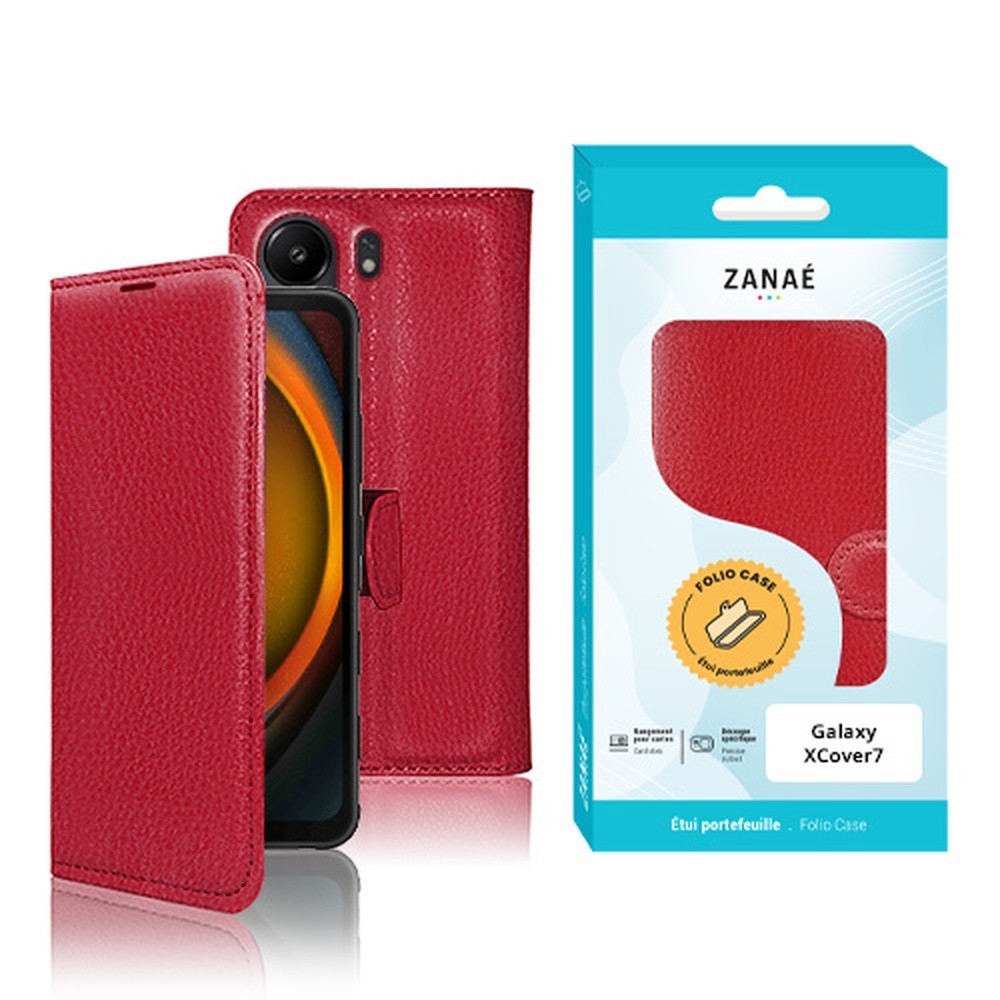 Étui portefeuille rouge pour Galaxy Xcover7
