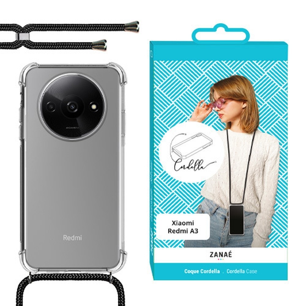 Coque Cordella transparente avec cordon pour Redmi A3 et A3x