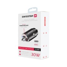 Chargeur allume cigare Swissten 30W avec 2 ports USB Noir