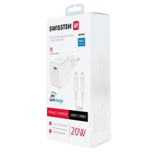 Chargeur USB-C blanc avec technologie GaN et câble USB-C inclus