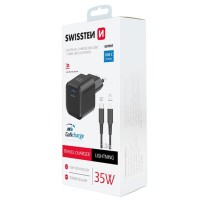 Chargeur USB-C Swissten 35W avec Câble Lightning Noir