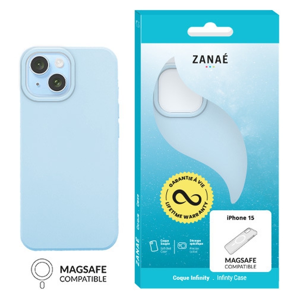 Coque Infinity MagSafe pour iPhone 15 en bleu clair