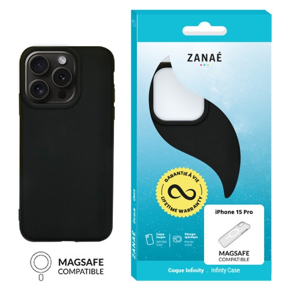 Coque Infinity MagSafe pour iPhone 15 Pro en noir