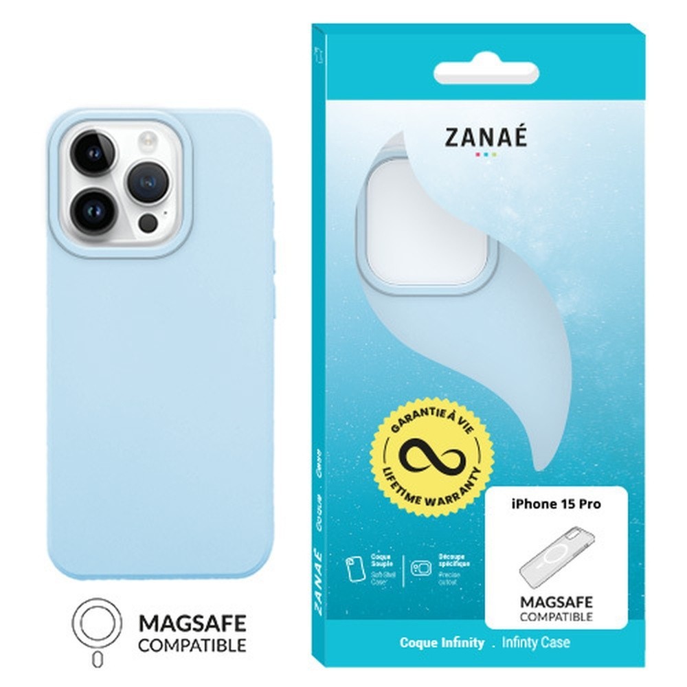 Coque Infinity MagSafe bleu clair pour iPhone 15 Pro