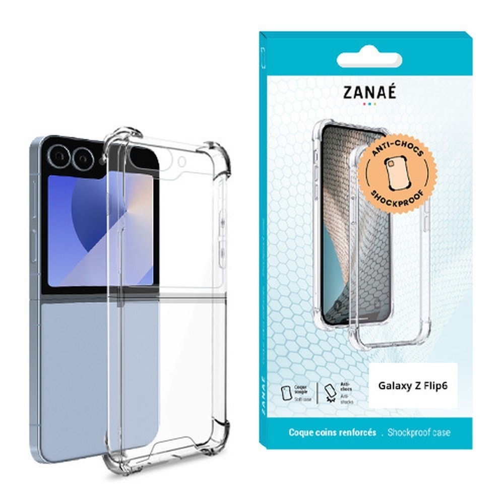 Coque transparente en silicone renforcée pour Galaxy Z Flip6 et Z Flip7 FE