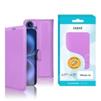 Etui portefeuille Zanae violet pour iPhone 16