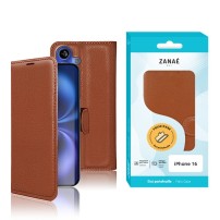 Etui portefeuille Zanae iPhone 16 marron