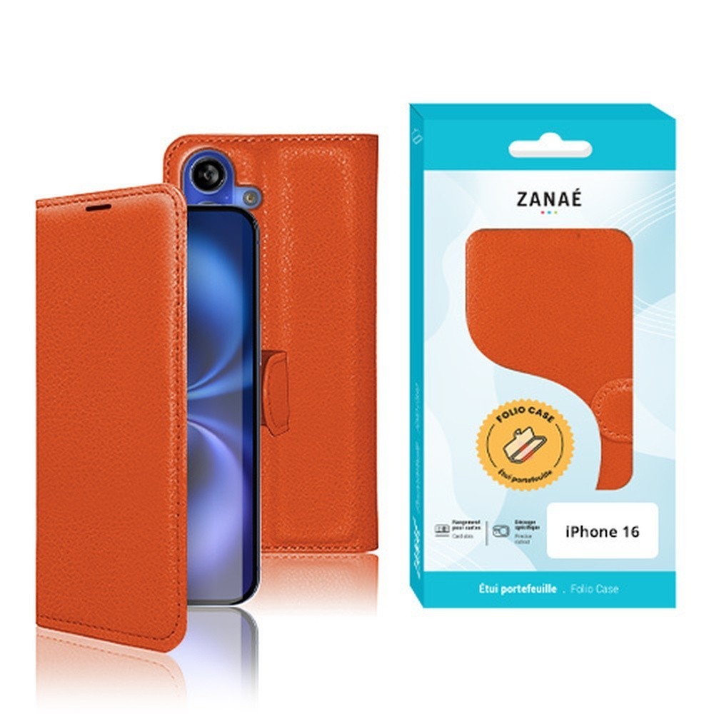 Étui Portefeuille Zanae Orange pour iPhone 16