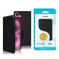Etui Portefeuille Zanae pour iPhone 16 Plus Noir