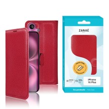 Etui Portefeuille Zanae rouge pour iPhone 16 Plus