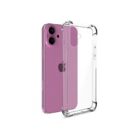 Coque en silicone transparente avec coins renforcés pour iPhone 16 Plus