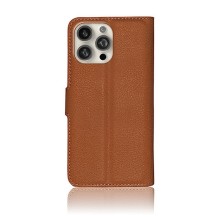 Etui portefeuille marron pour iPhone 16 Pro