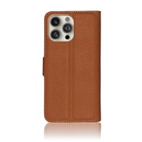Etui portefeuille marron pour iPhone 16 Pro