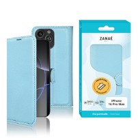 Etui Portefeuille Zanae bleu clair pour iPhone 16 Pro Max