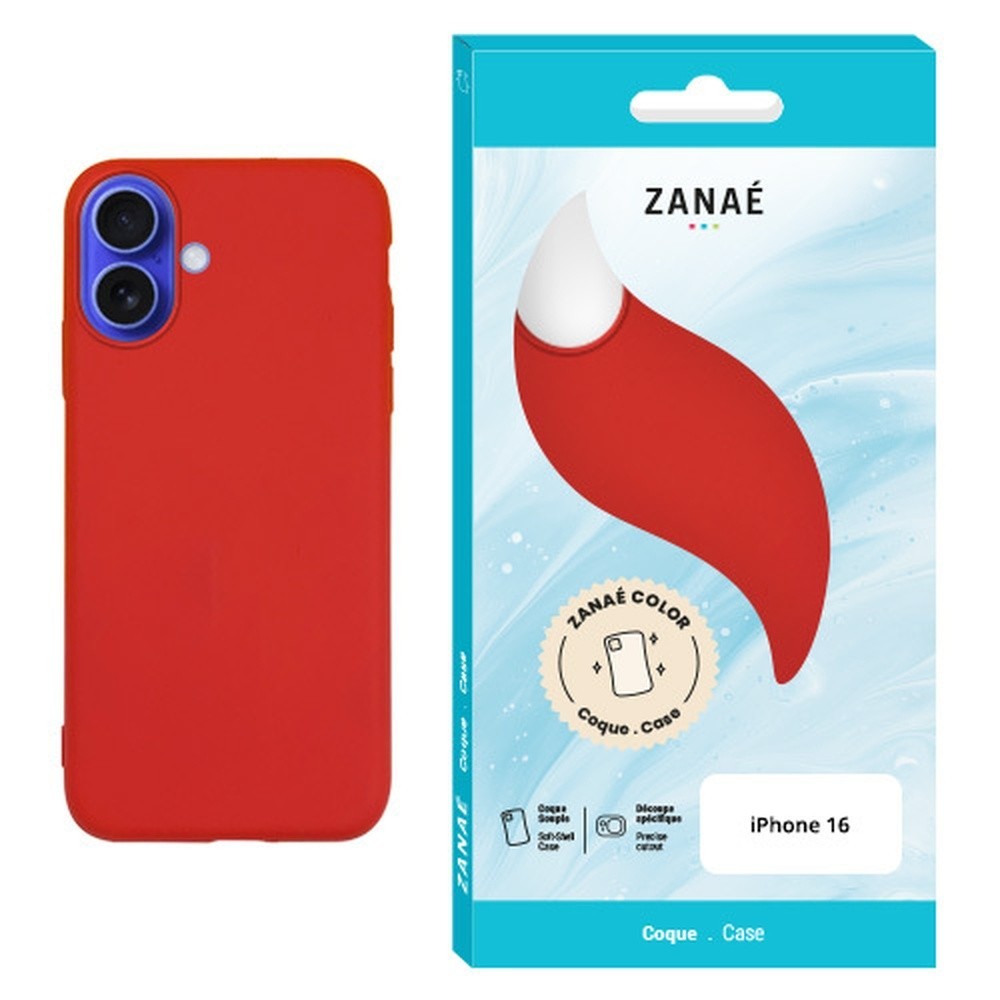 Coque Zanae Color rouge pour iPhone 16