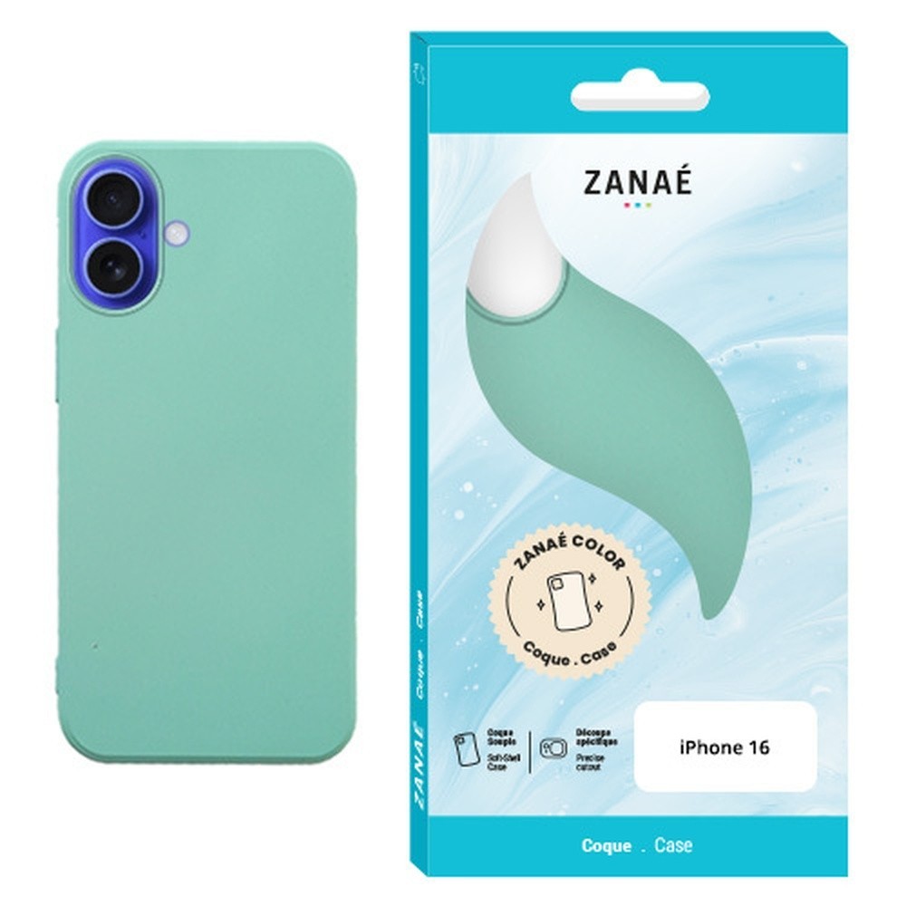 Coque Zanae Color Vert Menthe pour iPhone 16