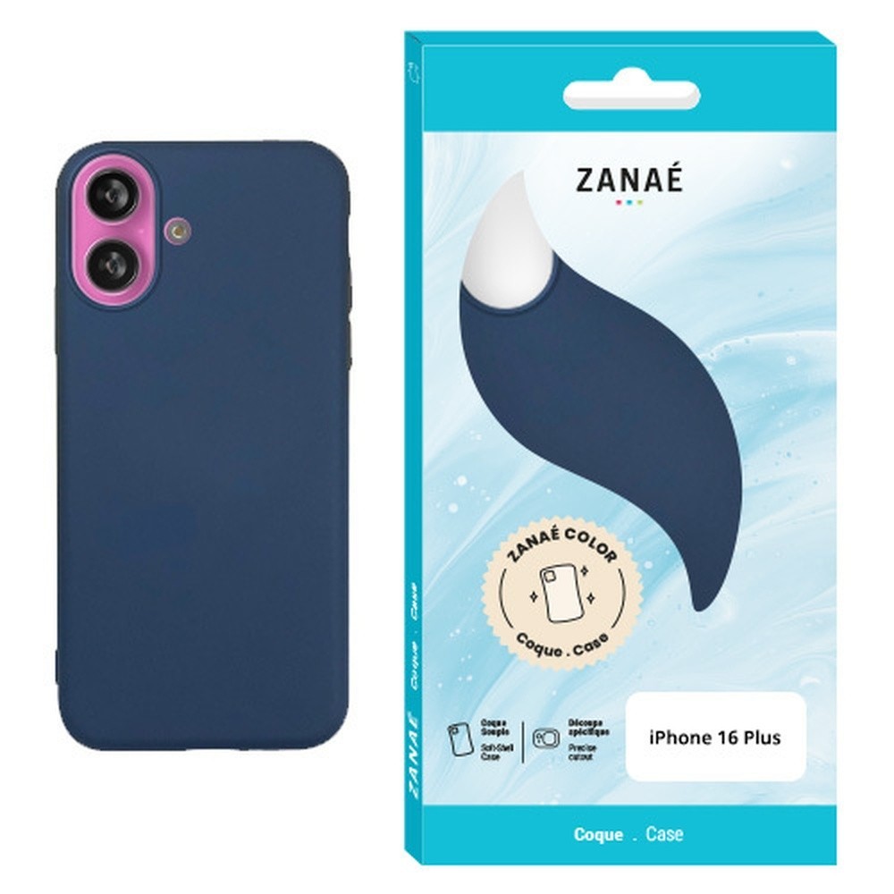 Coque Zanae Color pour iPhone 16 Plus de couleur marine
