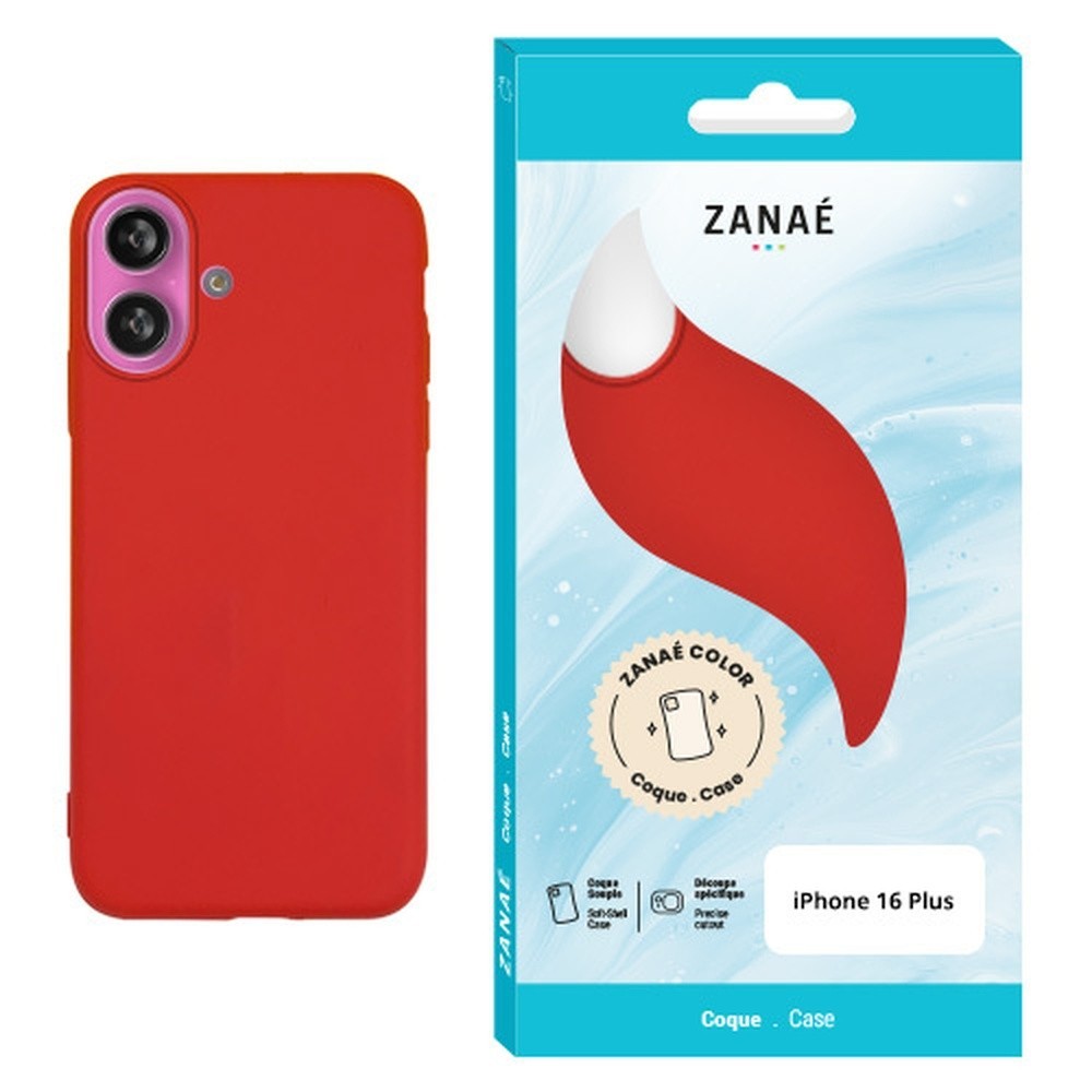 Coque Zanae Color rouge pour iPhone 16 Plus