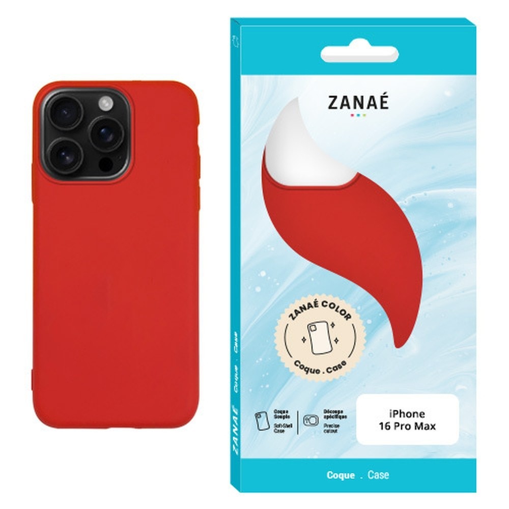 Coque Zanae Color rouge pour iPhone 16 Pro Max