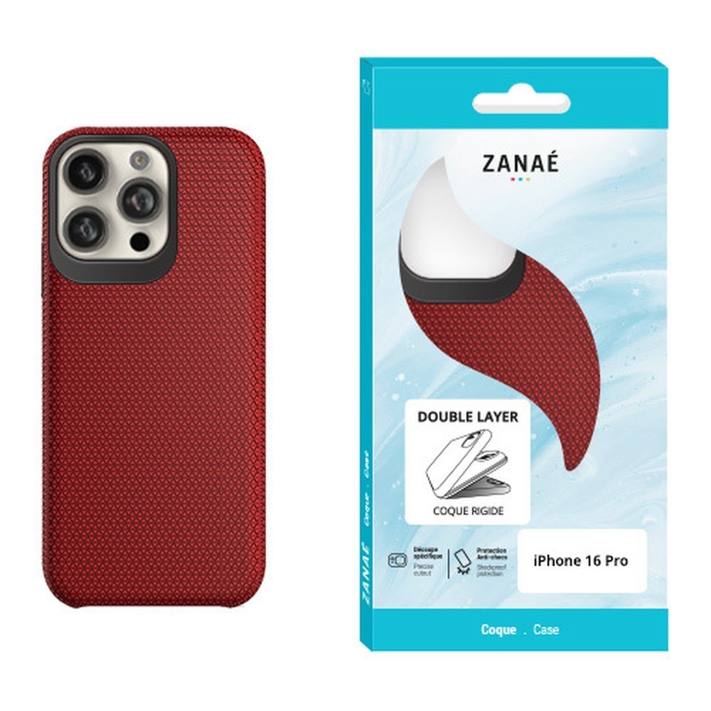 Coque Double Layer Rouge pour iPhone 16 Pro