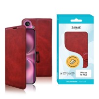 Portefeuille Zanae Columbia rouge pour iPhone 16 Plus