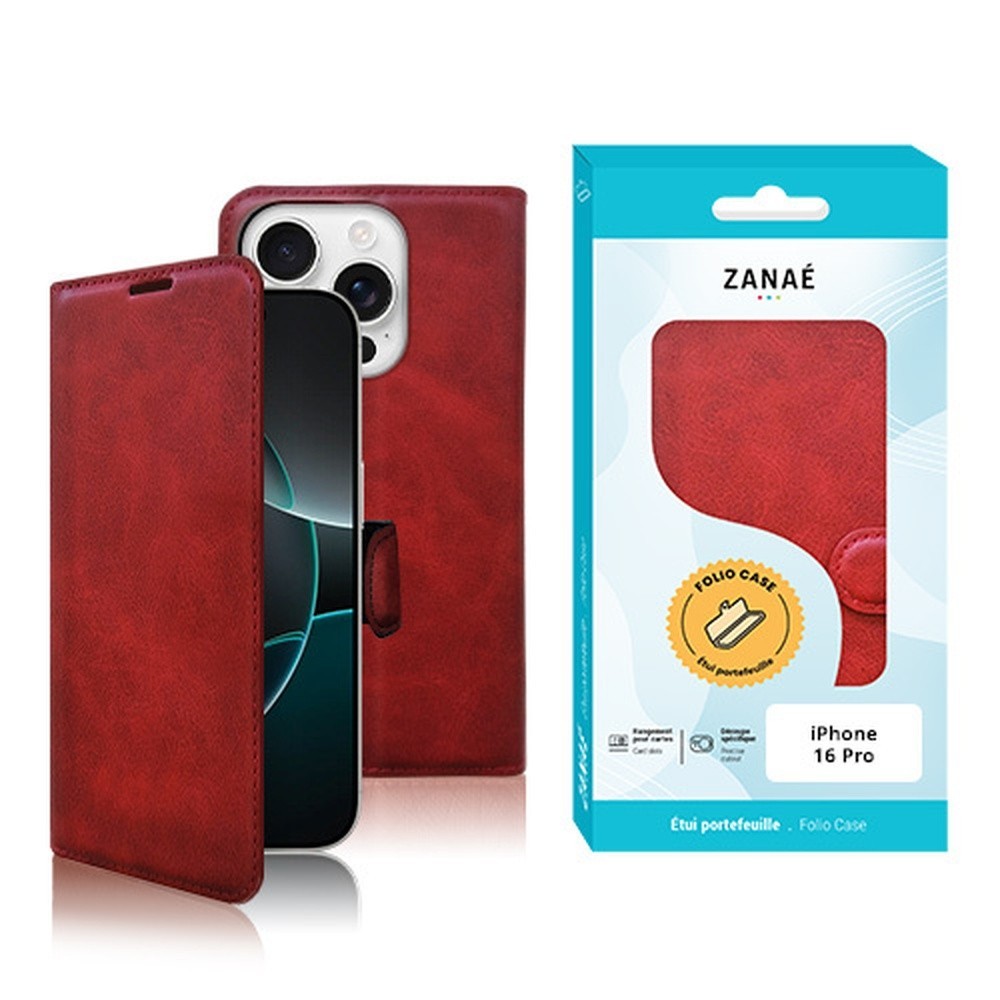 Portefeuille Zanae Columbia Rouge pour iPhone 16 Pro