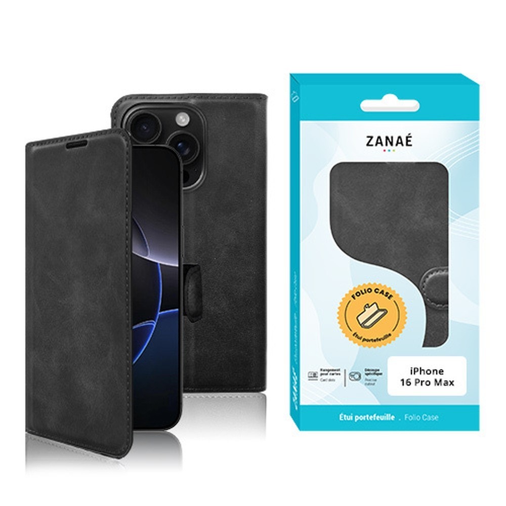 Portefeuille Zanae Columbia noir pour iPhone 16 Pro Max