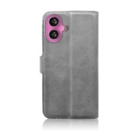 Portefeuille Zanae pour iPhone 16 Plus en cuir PU gris