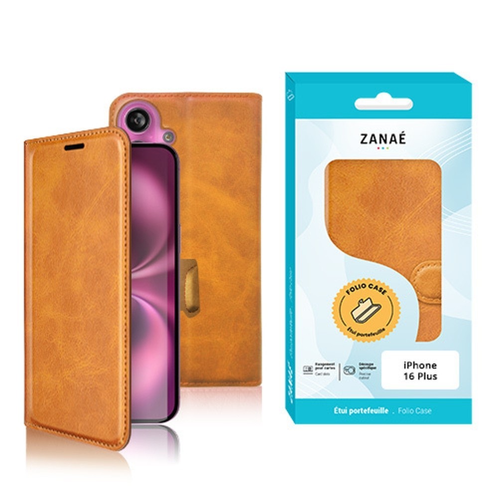 Portefeuille Zanae Columbia moutarde pour iPhone 16 Plus
