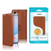 Etui portefeuille marron pour Galaxy S24 FE