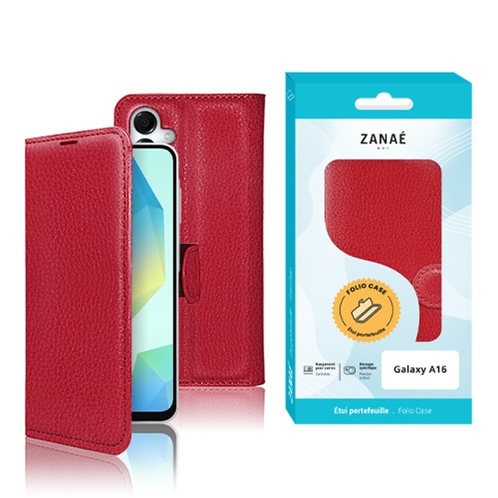 Etui Portefeuille Zanae rouge pour Galaxy A16