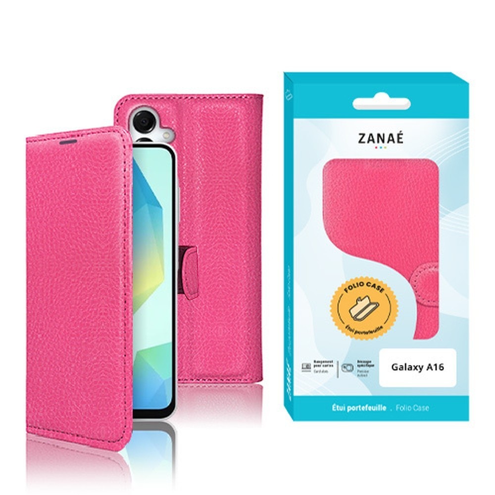 Étui portefeuille Zanae fushia pour Galaxy A16