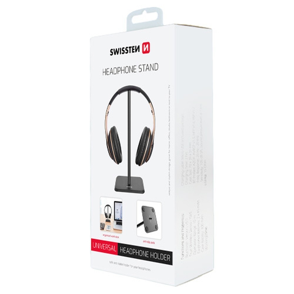 Support casque Swissten noir universel avec base anti-glisse