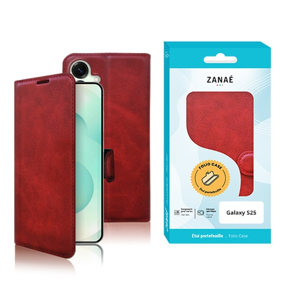 Portefeuille Zanae Columbia pour Galaxy S25 rouge