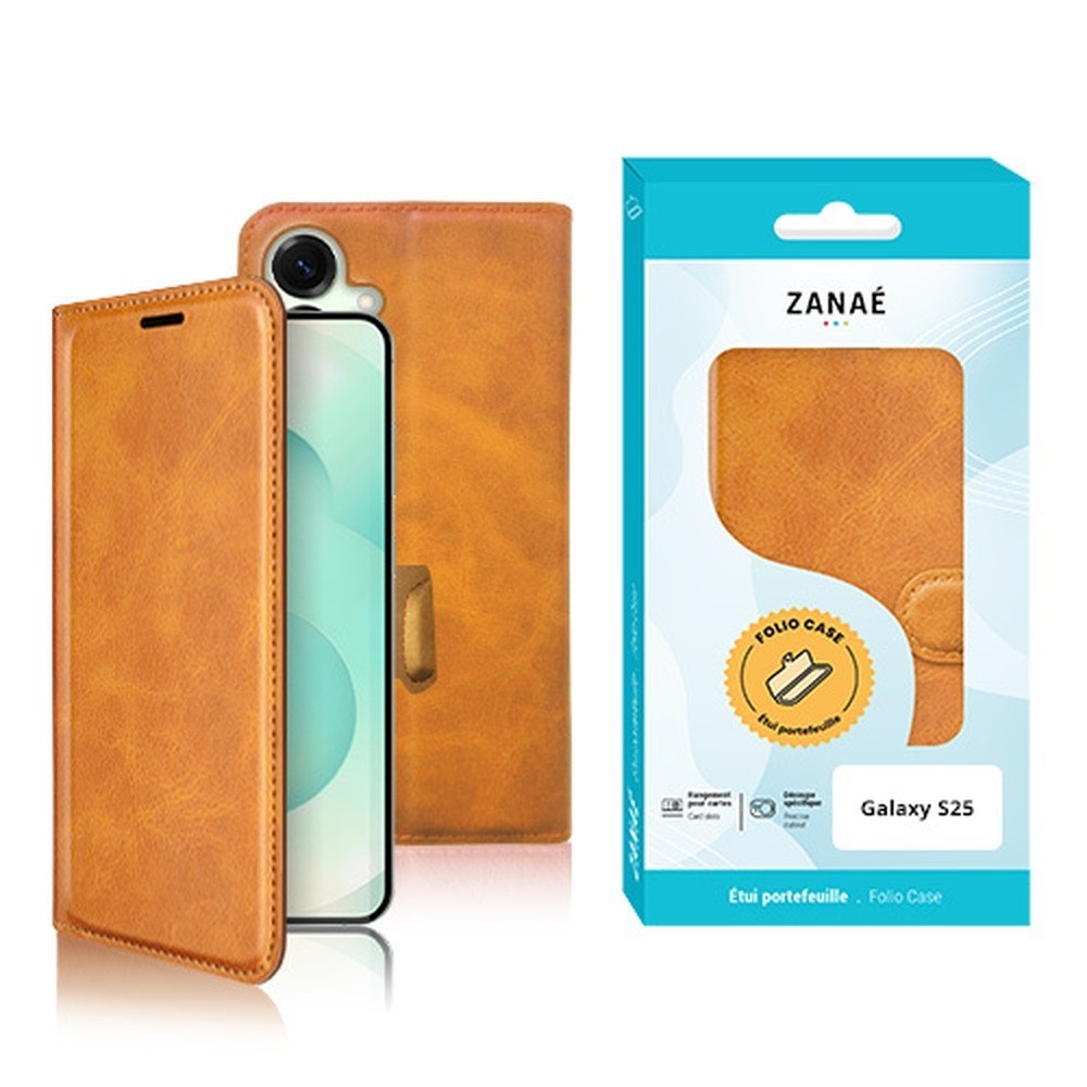Portefeuille Zanae Columbia pour Galaxy S25 en couleur moutarde
