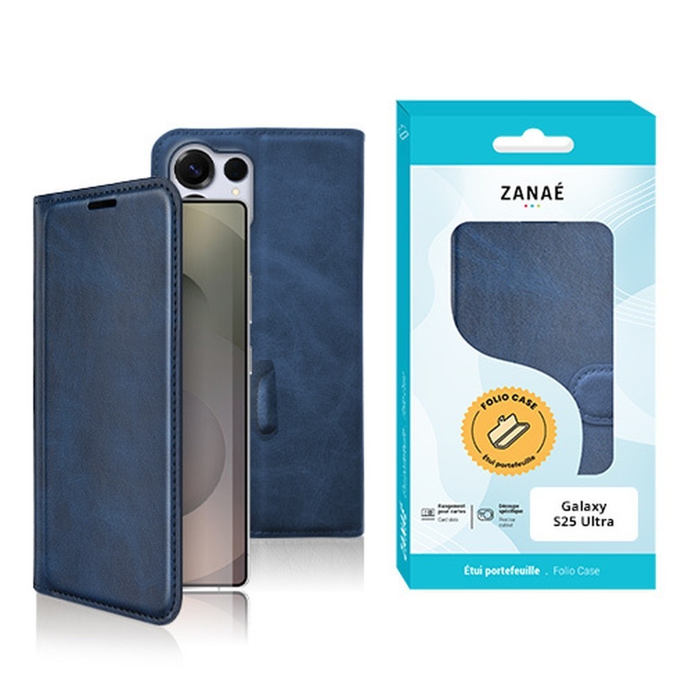 Portefeuille Zanae Columbia pour Galaxy S25 Ultra en marine