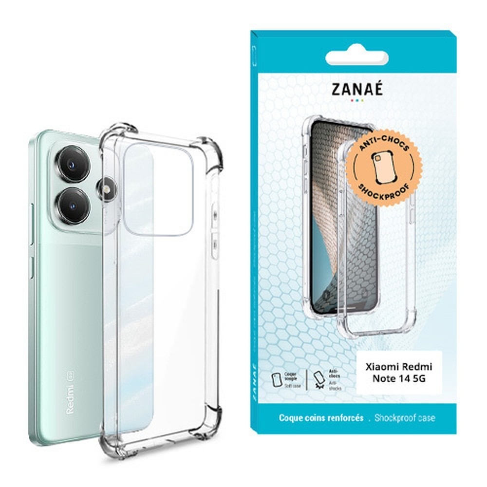 Coque en silicone transparente avec coins renforcés pour Redmi Note 14 5G