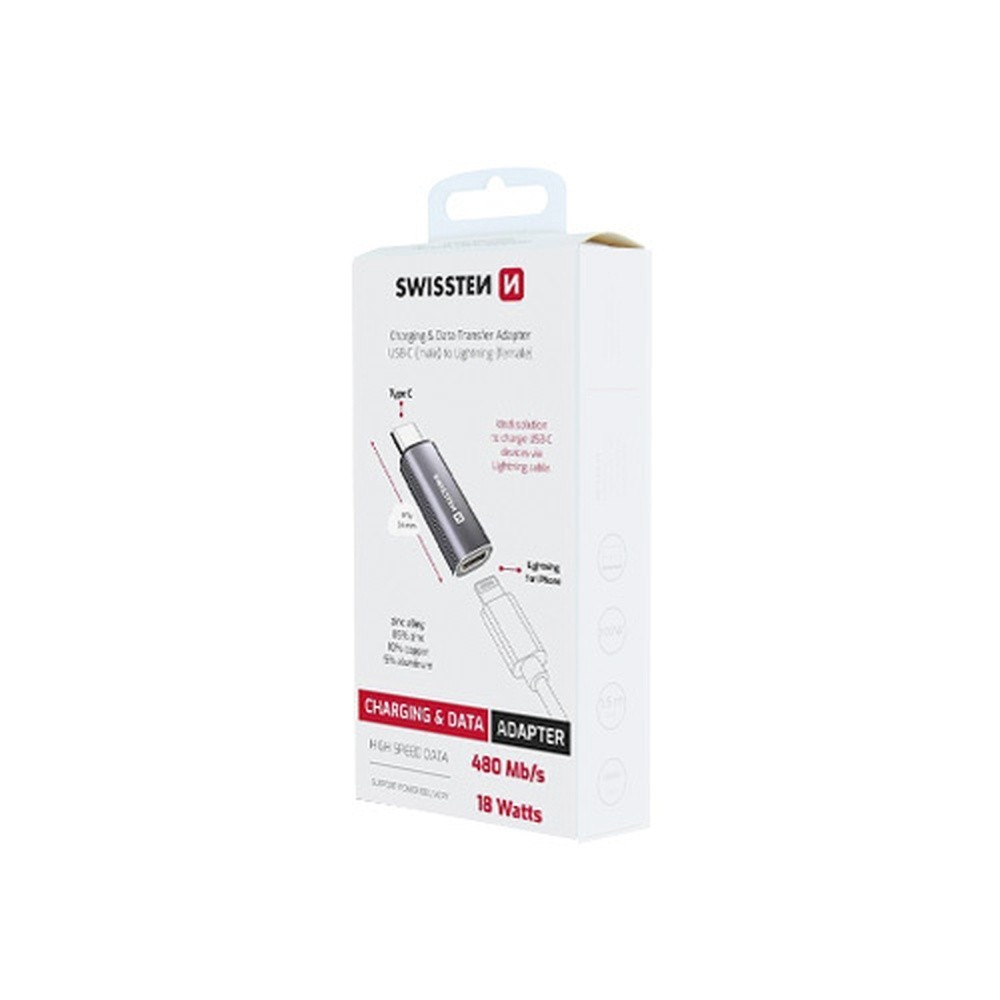 Adaptateur OTG USB-C / Lightning en couleur silver