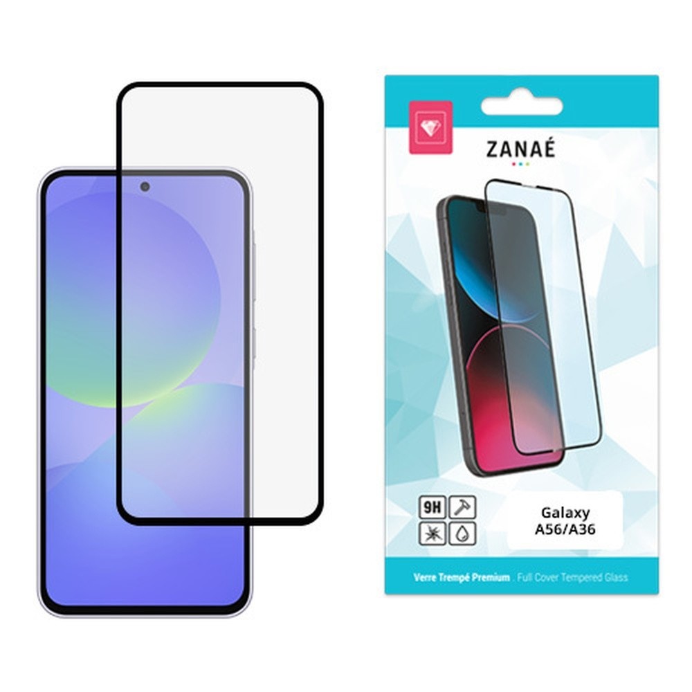 Verre trempé Full Cover noir pour Galaxy A36 et A56