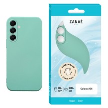 Coque Zanae Color Menthe pour Galaxy A36 montrée de face et de dos