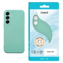 Coque Zanae Color Menthe pour Galaxy A36 montrée de face et de dos